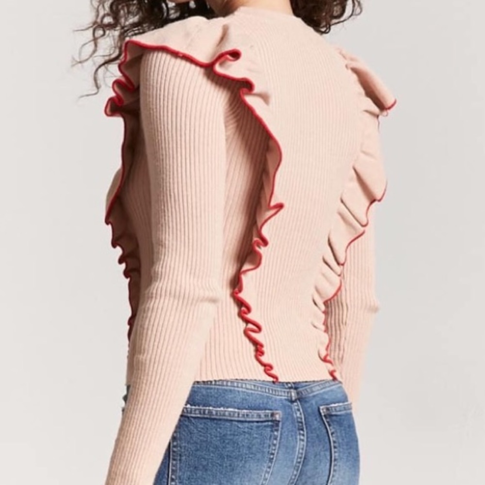 Ribbed Ruffle Crewneck - Picture 2 of 2